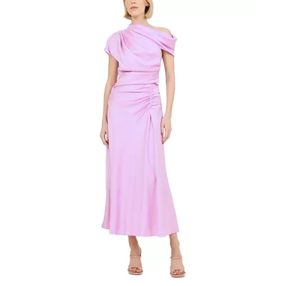 New NWT Simkhai Dress Joanna Asymmetrical Shoulder Midi Orchid